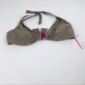 PILYQ CHUCHI SUEDE T HALTER BIKINI TOP